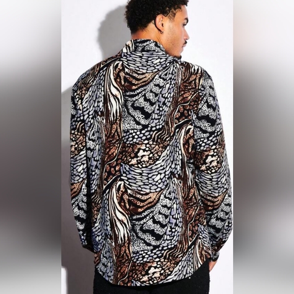 Manfinity Men Long Sleeve Shirt Zebra Striped & Leopard Print/Large - Picture 2 of 6